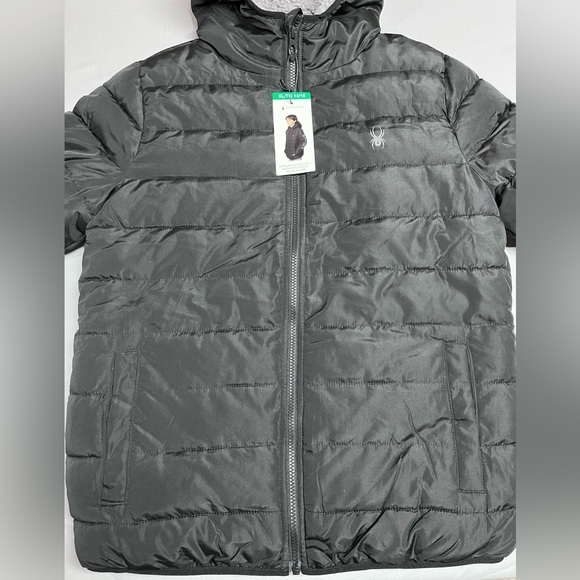 Spyder Kids Boys Sherpa Lined Puffer Jacket Black 14-16 - Picture 4 of 8